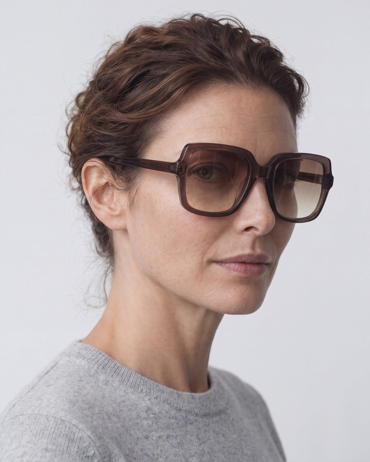 Elara Dark Brown Sunglasses, worn, side