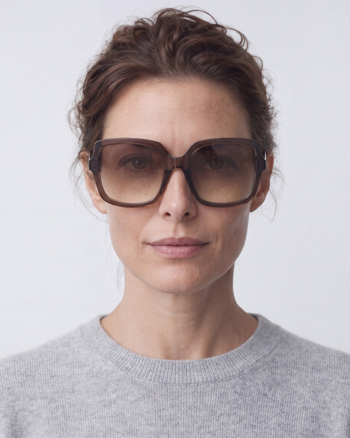 Elara Dark Brown Sunglasses, worn