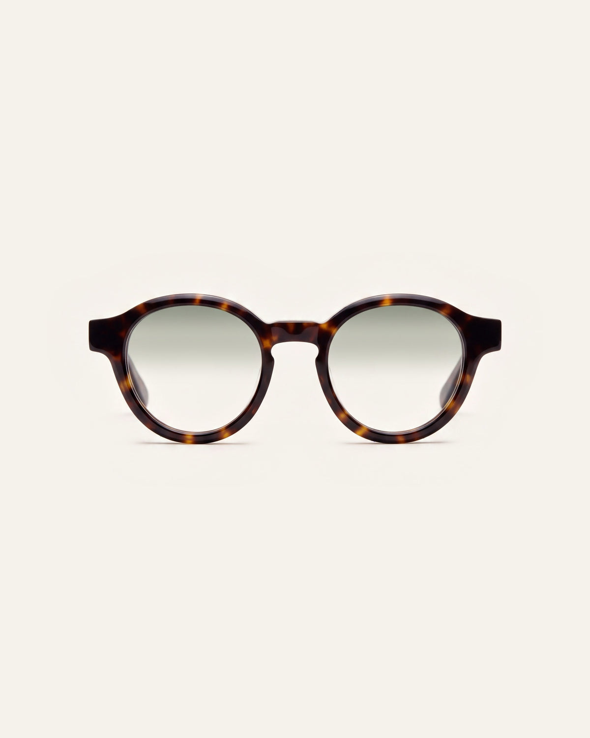 Nora in tortoiseshell, front, Sage lenses